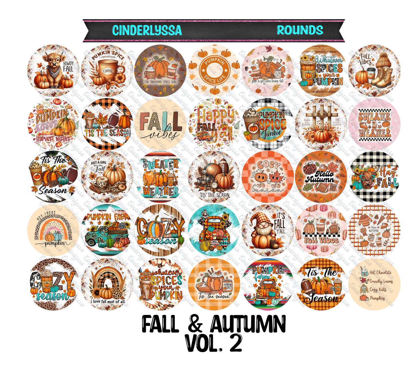 3 inch Round Fall & Autumn Vol. 2: Cardstock Only for car freshies - NO MOLD for Aroma Bead Molds, Cardstock Silicone Mold, Car Freshener, Premium Cardstock Images