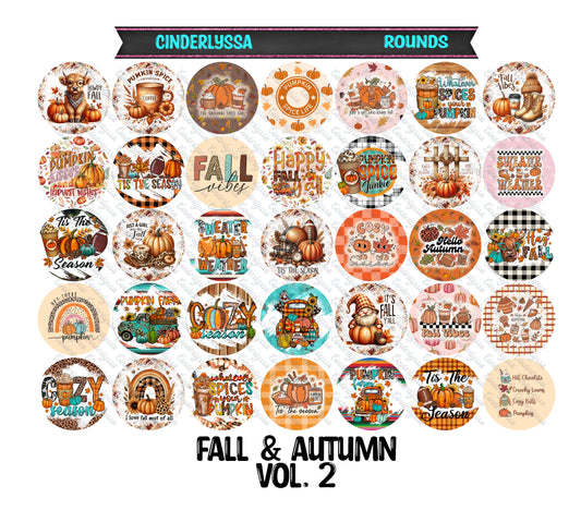 3 inch Round Fall & Autumn Vol. 2: Cardstock Only for car freshies - NO MOLD for Aroma Bead Molds, Car Freshener, Premium Cardstock Images