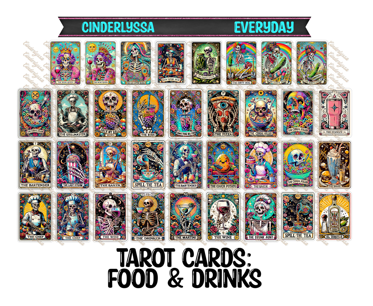 Tarot Cards: Disney, Skellie, Food and Drinks, Dual Cavity Cardstock Silicone Mold, Aroma Bead Molds, Car Freshener Mold, Premium Cardstock Images