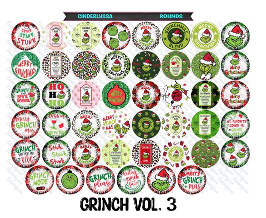 3 inch Round Grinch Vol. 3: Cardstock Only for freshies - NO MOLD for Aroma Bead Molds, Car Freshener, Premium Cardstock Images