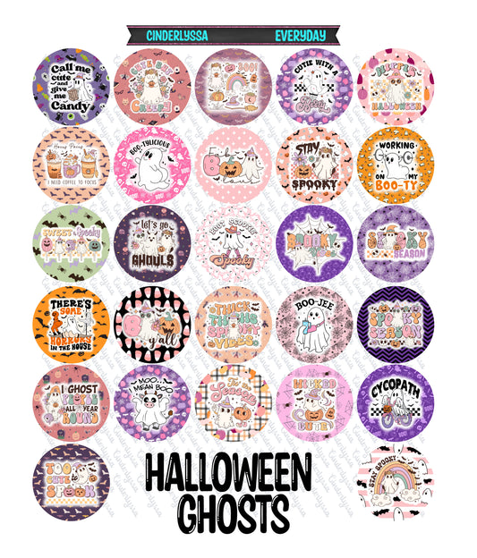 2.5 inch Round Halloween Ghosts Cardstock Only for freshies:  Aroma Bead Molds, Premium Cardstock Images-NO MOLD