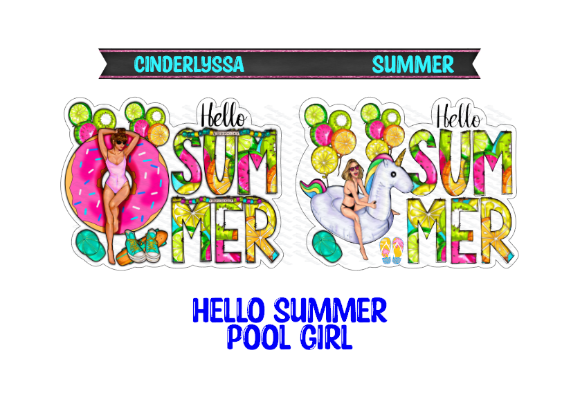 Hello Summer: Pool Girl on a Floatie for Silicone Mold, Aroma Bead Molds, Car Freshener Mold, Premium Cardstock Images