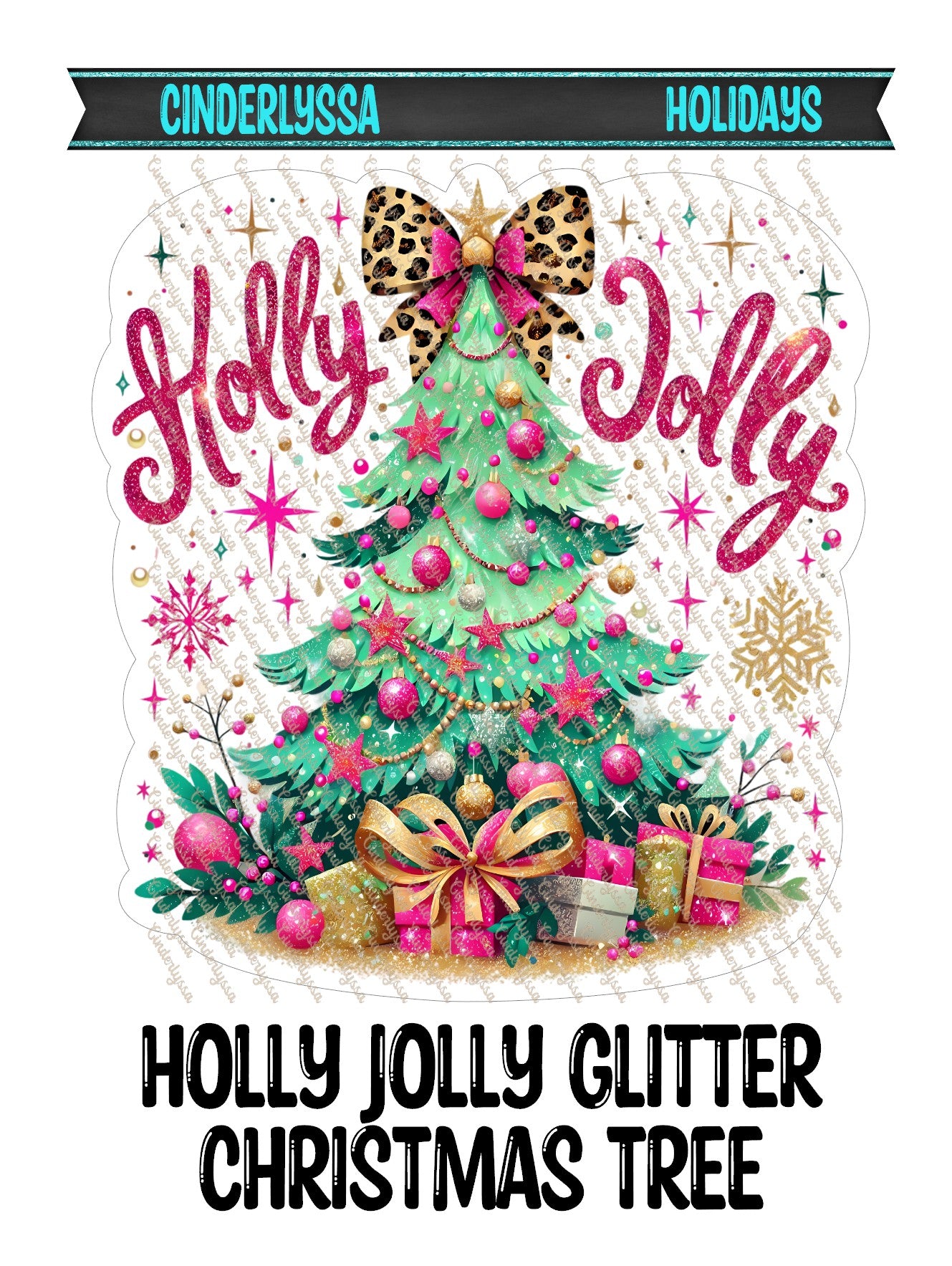 Holly Jolly Glitter Christmas Tree for Cardstock Silicone Mold, Aroma Bead Molds, Car Freshener Mold, Premium Cardstock Images