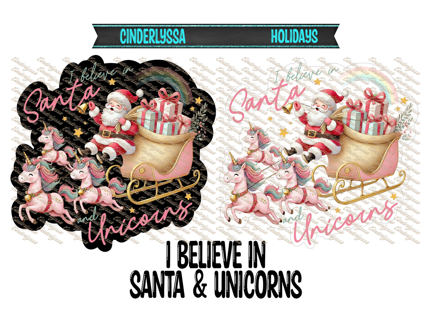 I Believe In Santa and Unicorns for Cardstock Silicone Mold, Aroma Bead Molds, Car Freshener Mold, Car Freshies,Premium Cardstock Image