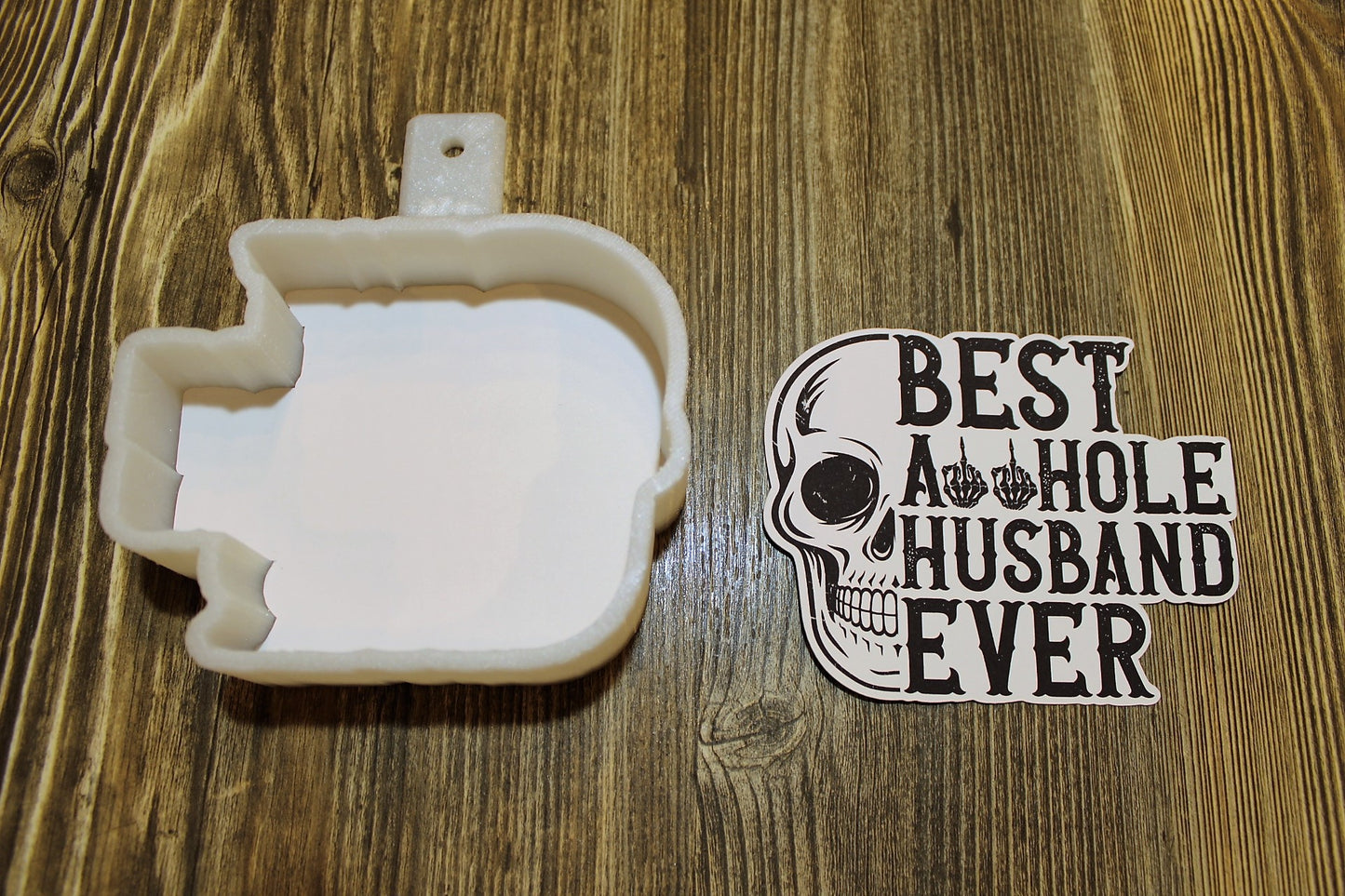 Best A**hole Husband Ever with Skull Cardstock Silicone Mold, Aroma Bead Molds, Car Freshener Mold