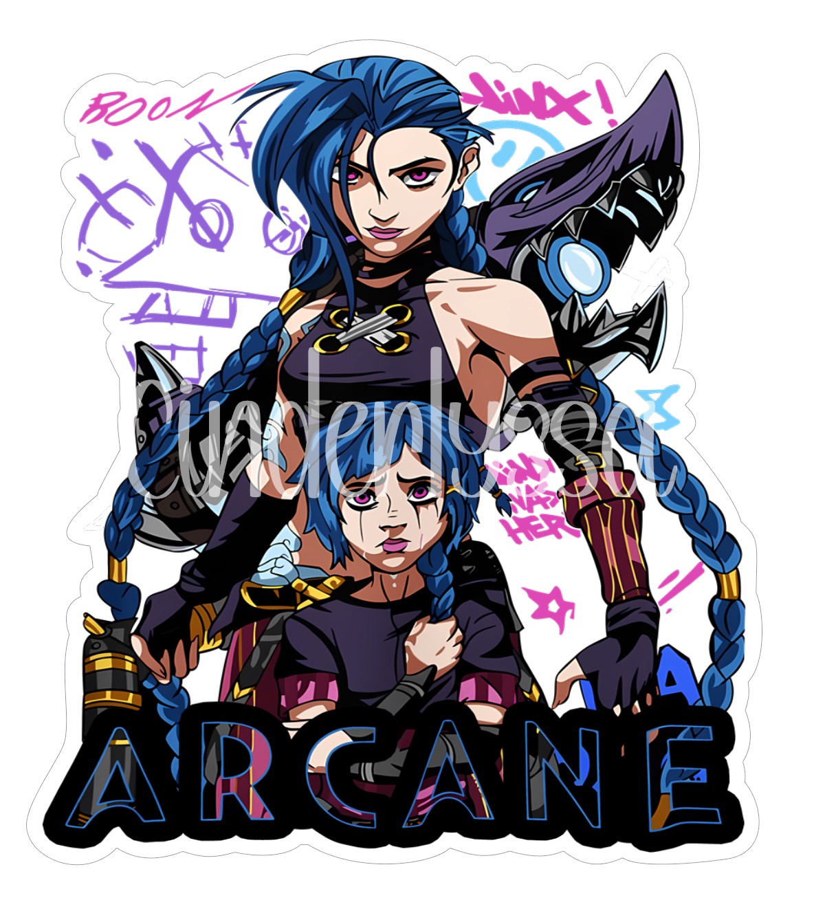 Jinx Arcane League Of Legends: Anime/Video Game Cardstock Silicone Mold, Aroma Bead Molds, Car Freshener Mold, Premium Cardstock Images