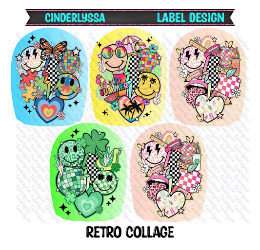 Label Design: Retro Collage Cardstock Silicone Mold, Aroma Bead Molds, Car Freshener Mold, Car Freshies, Premium Cardstock Images