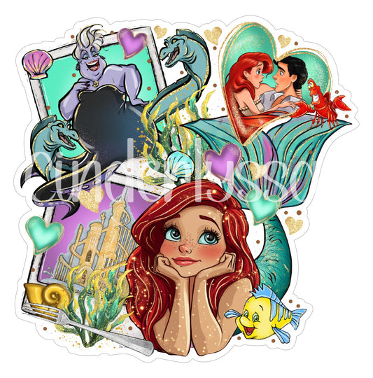 Little Mermaid Collage Cardstock Silicone Mold, Aroma Bead Molds, Car Freshener Mold, Premium Cardstock Images