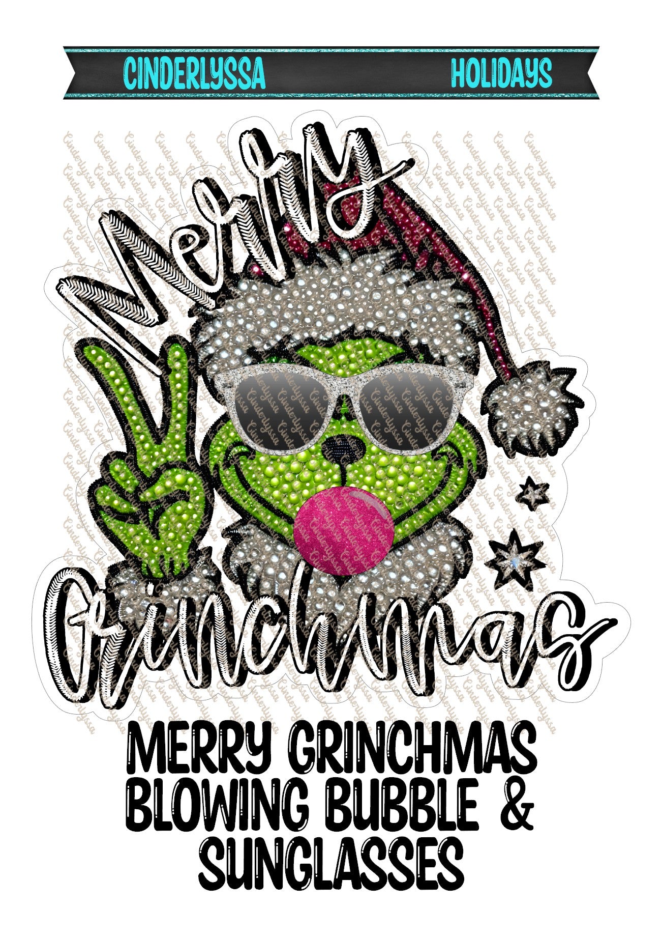 Merry Grinchmas Blowing Bubble and Sunglasses Cardstock Silicone Mold, Aroma Bead Molds, Car Freshener Mold, Car Freshies, Premium Cardstock Images