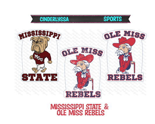 Mississippi State Bulldogs MSU & Ole Miss Rebels Cardstock Silicone Mold, Aroma Bead Molds, Car Freshener Mold, Premium Cardstock Images