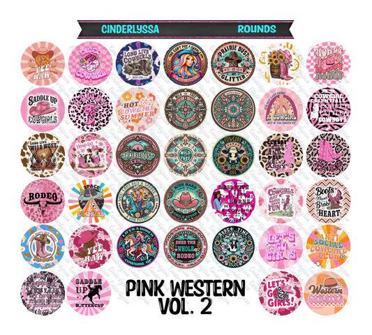 2.5 inch: Pink Western Vol. 2 Round Cardstock Only for freshies Cardstock Silicone Mold, for Aroma Bead Molds,Car Freshener, Premium Cardstock Image