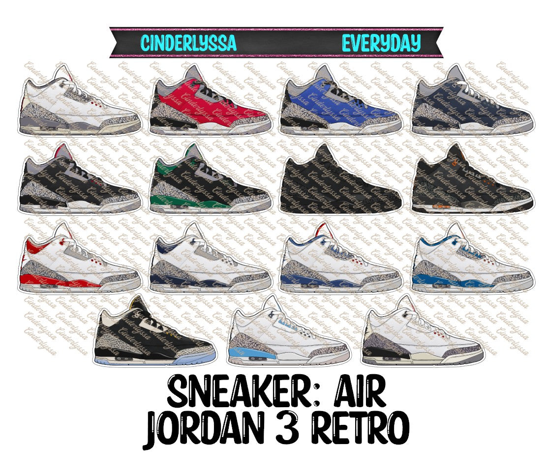 Sneaker: Jordan 3 Retro Multiple Colored Shoes Cardstock Silicone Mold, Aroma Bead Molds, Car Freshener Mold, Premium Cardstock Images