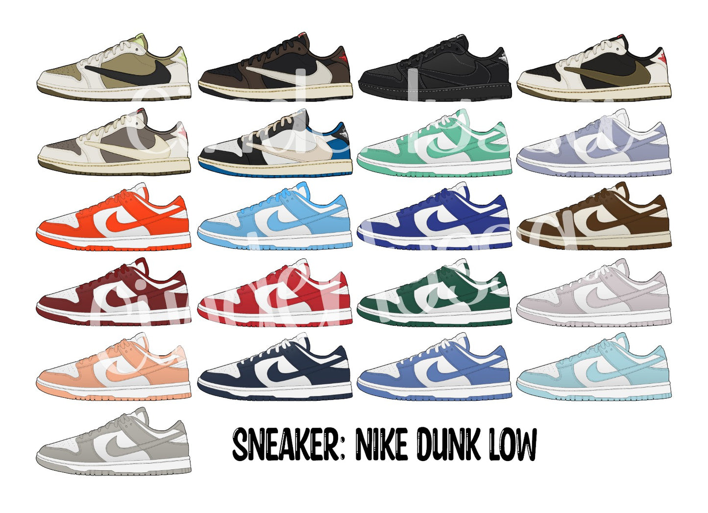 Sneaker: Nike Dunk Low Multiple Colored Shoes Cardstock Silicone Mold, Aroma Bead Molds, Car Freshener Mold, Premium Cardstock Images