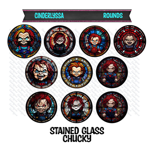 2.5 inch Round Stained Glass Chucky Cardstock Only for freshies:  Aroma Bead Molds, Premium Cardstock Images-NO MOLD