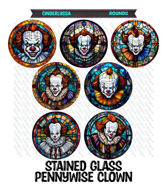 2.5 inch Round Stained Glass Pennywise Clown Cardstock Only for freshies:  Aroma Bead Molds, Premium Cardstock Images-NO MOLD