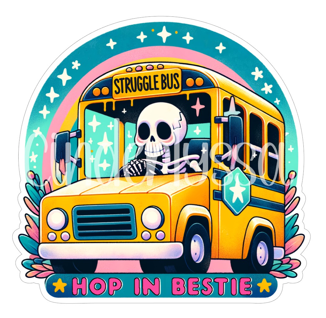 Struggle Bus Skellie: Hop In Bestie Cardstock Silicone Mold, Aroma Bead Molds, Car Freshener Mold, Premium Cardstock Images