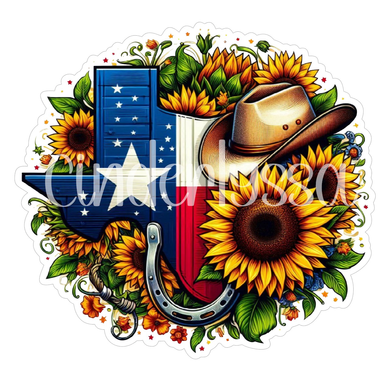 Texas State Flag Sunflowers Cowboy Hat & Horseshoe Cardstock Silicone Mold, Aroma Bead Molds, Car Freshener Mold, Premium Cardstock Images