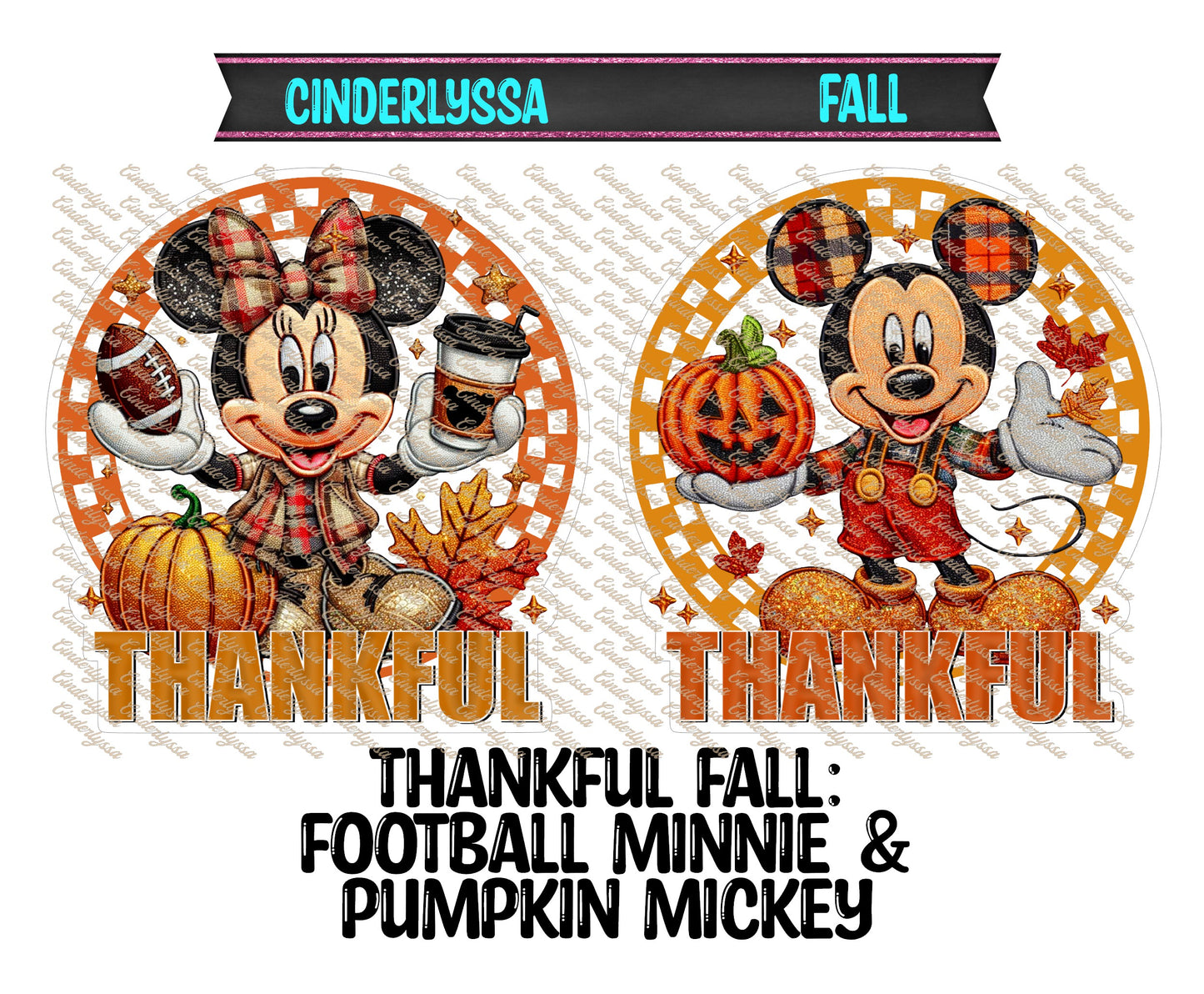 Thankful Fall: Football Minnie & Pumpkin Mickey Cardstock Silicone Mold, Aroma Bead Molds, Car Freshener Mold, Premium Cardstock Images