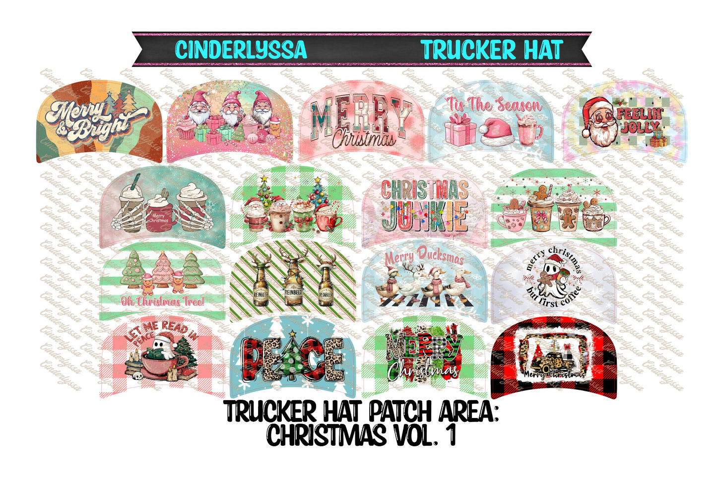 Trucker Hat: Christmas Vol. 1 Theme Mix Cardstock Silicone Mold, Aroma Bead Molds, Car Freshener Mold, Premium Cardstock Images