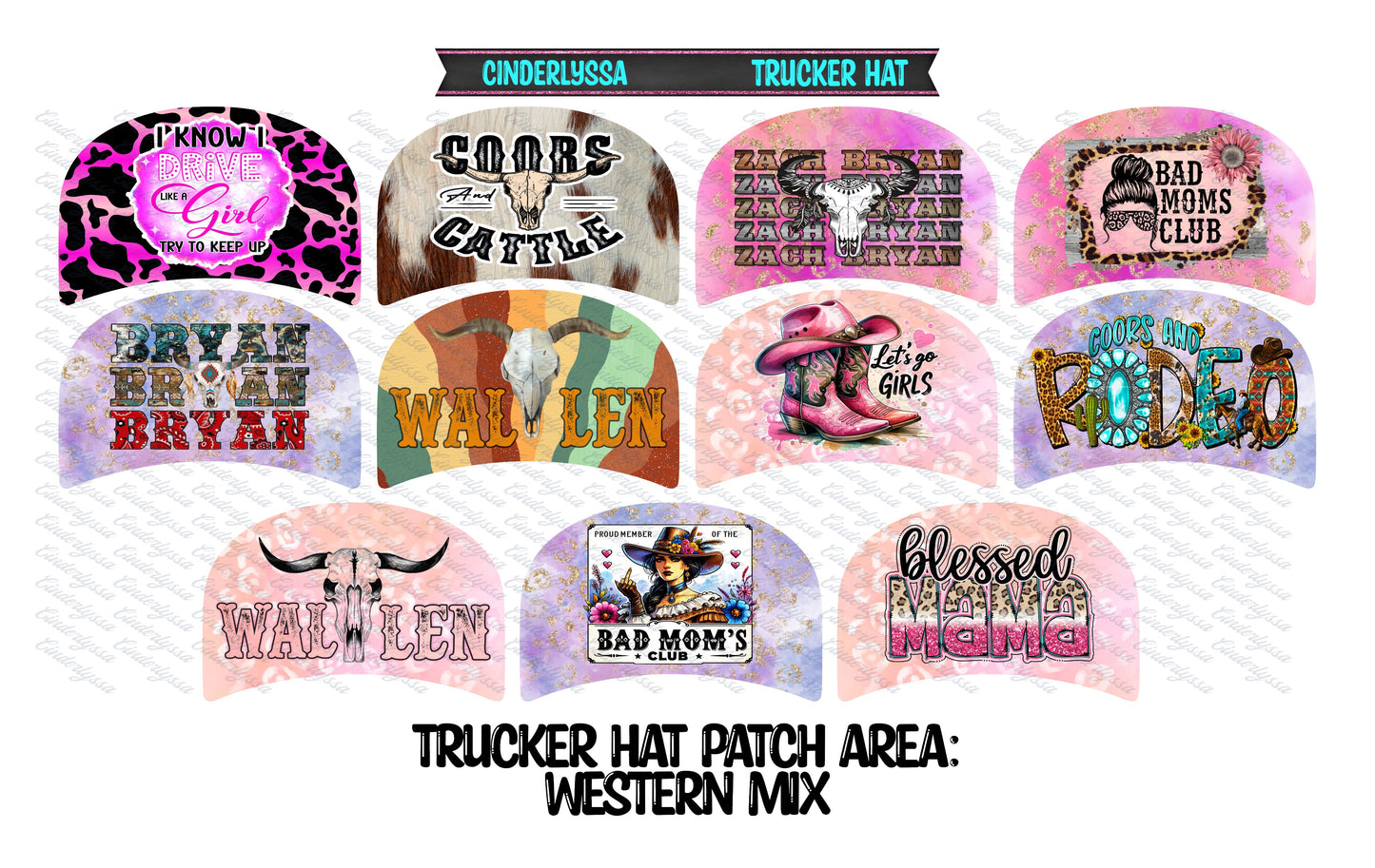 Trucker Hat: Western Theme Mix Cardstock Silicone Mold, Aroma Bead Molds, Car Freshener Mold, Premium Cardstock Images