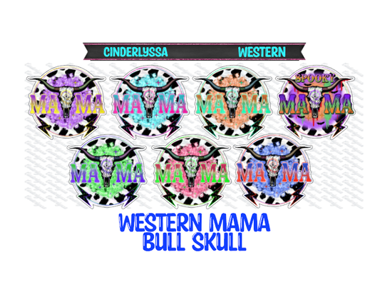 Western Mama Bull Skull with Cow Print Multicolor Cardstock Silicone Mold, Aroma Bead Molds, Car Freshener Mold, Premium Cardstock Images