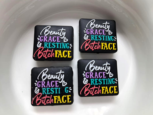 Beauty Grace & Resting Bitch Face Silicone Focal Bead