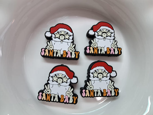 Santa Baby: Upper Body Peace Sign & Star Sunglasses Silicone Focal Bead