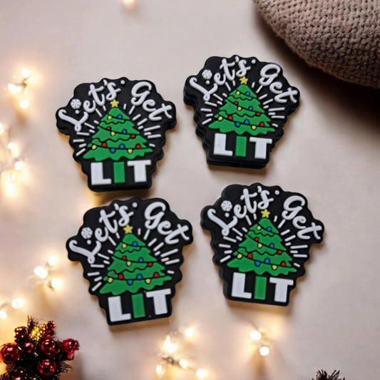 Let's Get Lit: Green Christmas Tree with Lights Silicone Focal Bead