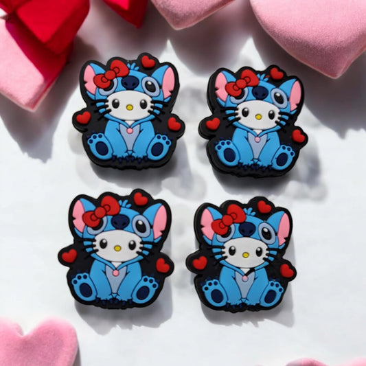 Hello Kitty Sitting Wearing Stitch Onesie Costume Silicone Focal Bead