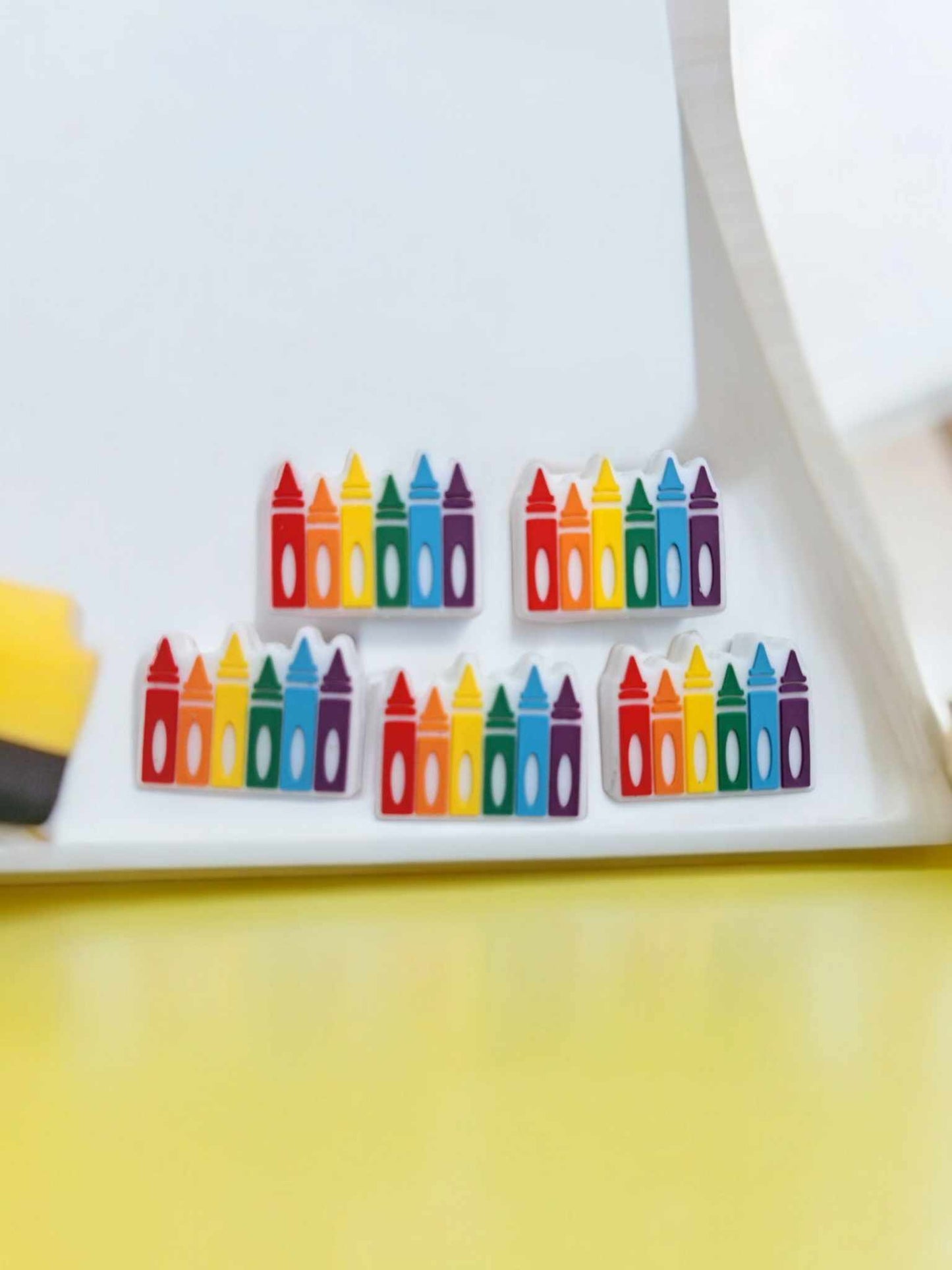 Rainbow Row of Crayons Silicone Focal Bead - 1299