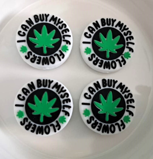 I Can Buy Myself Flowers: Cannabis Leaf Round Silicone Focal Bead