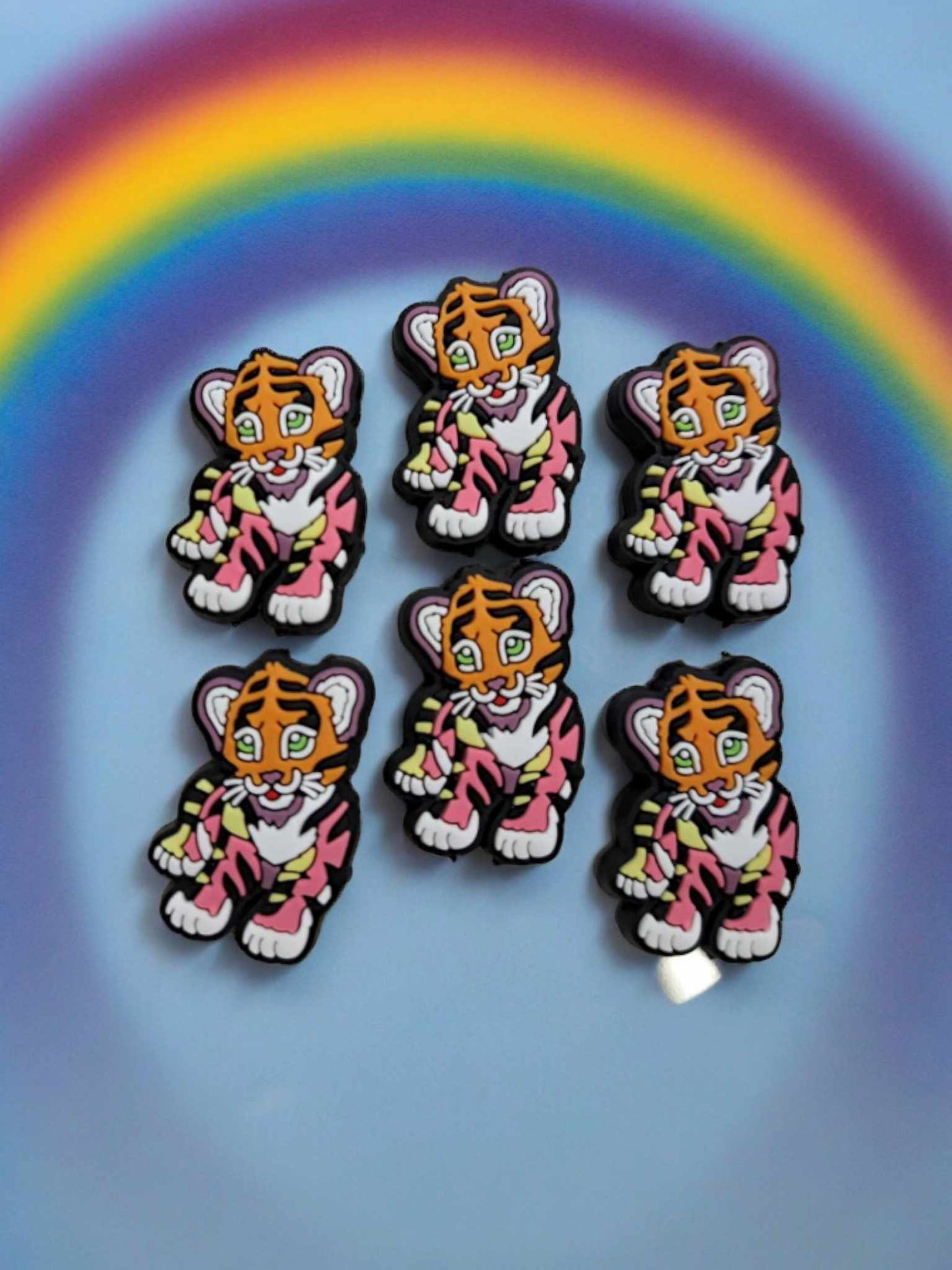 Lisa Frank Tiger: Full Body Silicone Focal Bead - 0997