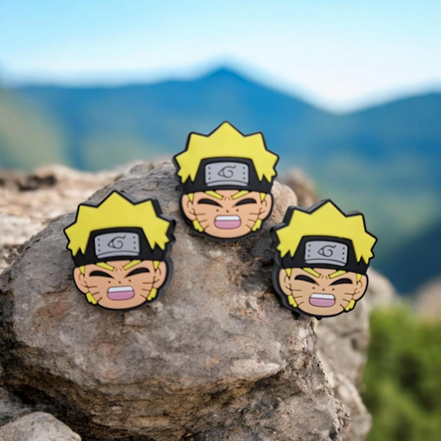 Naruto Face with Blonde Hair & Headband: Anime Silicone Focal Bead - 1363