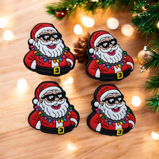 Santa Upper Body with Sunglasses and Light Necklace Silicone Focal Bead