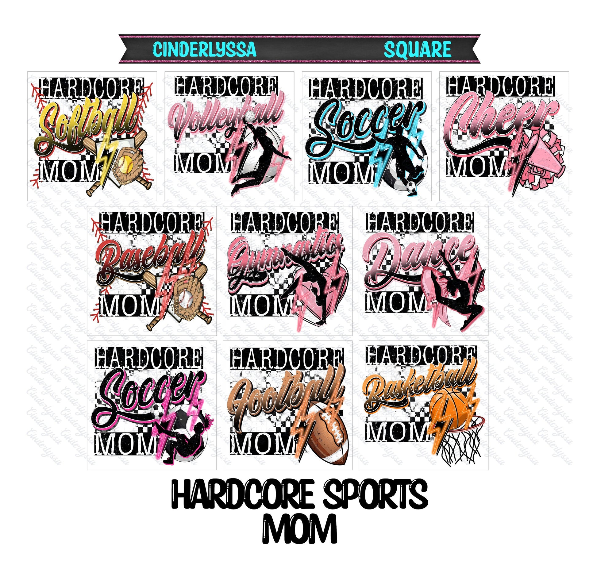 3 inch Square Hardcore Sports Mom Cardstock Only for freshies - NO MOLD: Car Freshener, for aroma bead Molds, Premium Cardstock Image