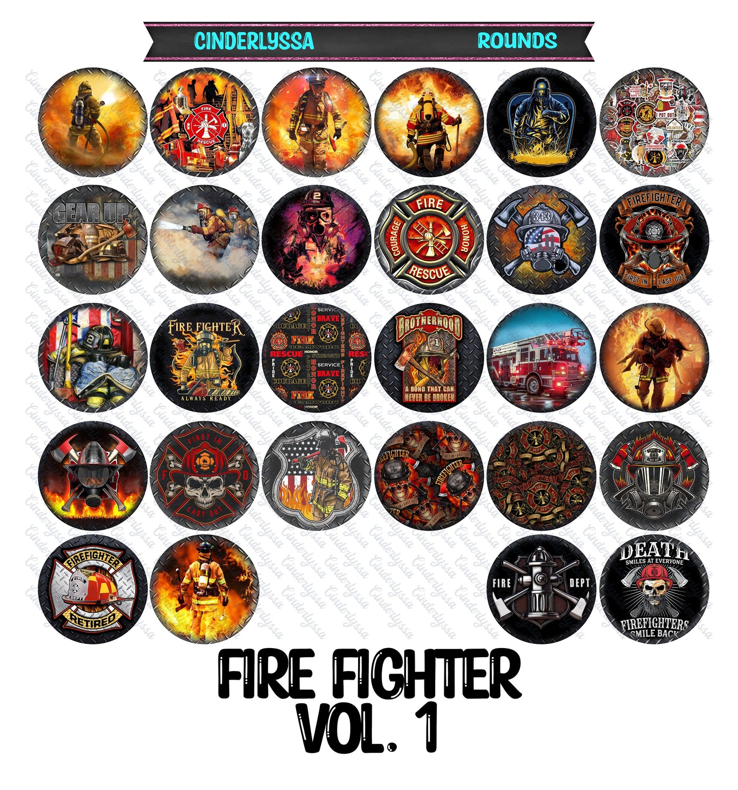 3 inch Round Fire Fighter Vol. 1 Cardstock Only for freshies - NO MOLD: for Aroma Bead Molds, Car Freshener, Premium Cardstock Image