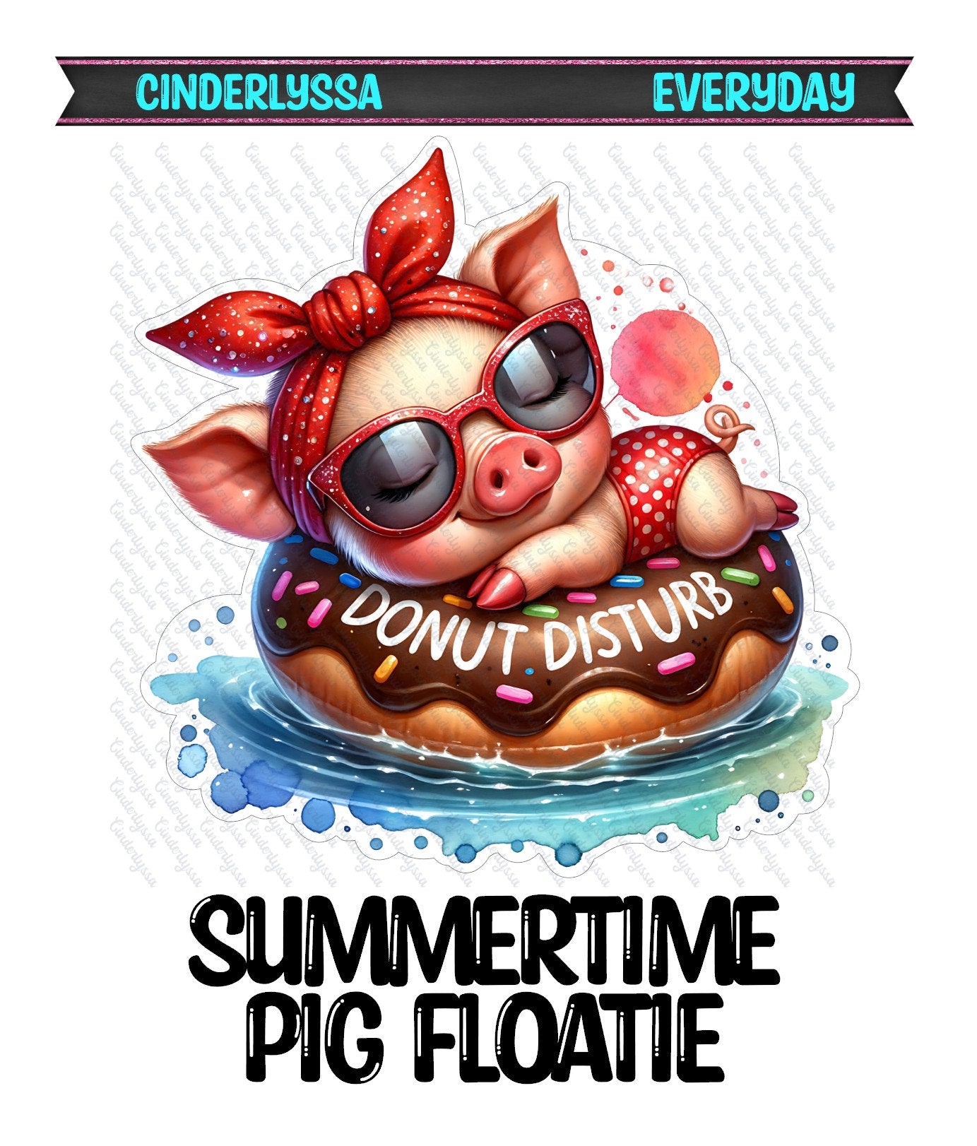 Summertime Pig Floatie: Donut Disturb Silicone Mold, Aroma Bead Molds, Car Freshener Mold, Premium Cardstock Images