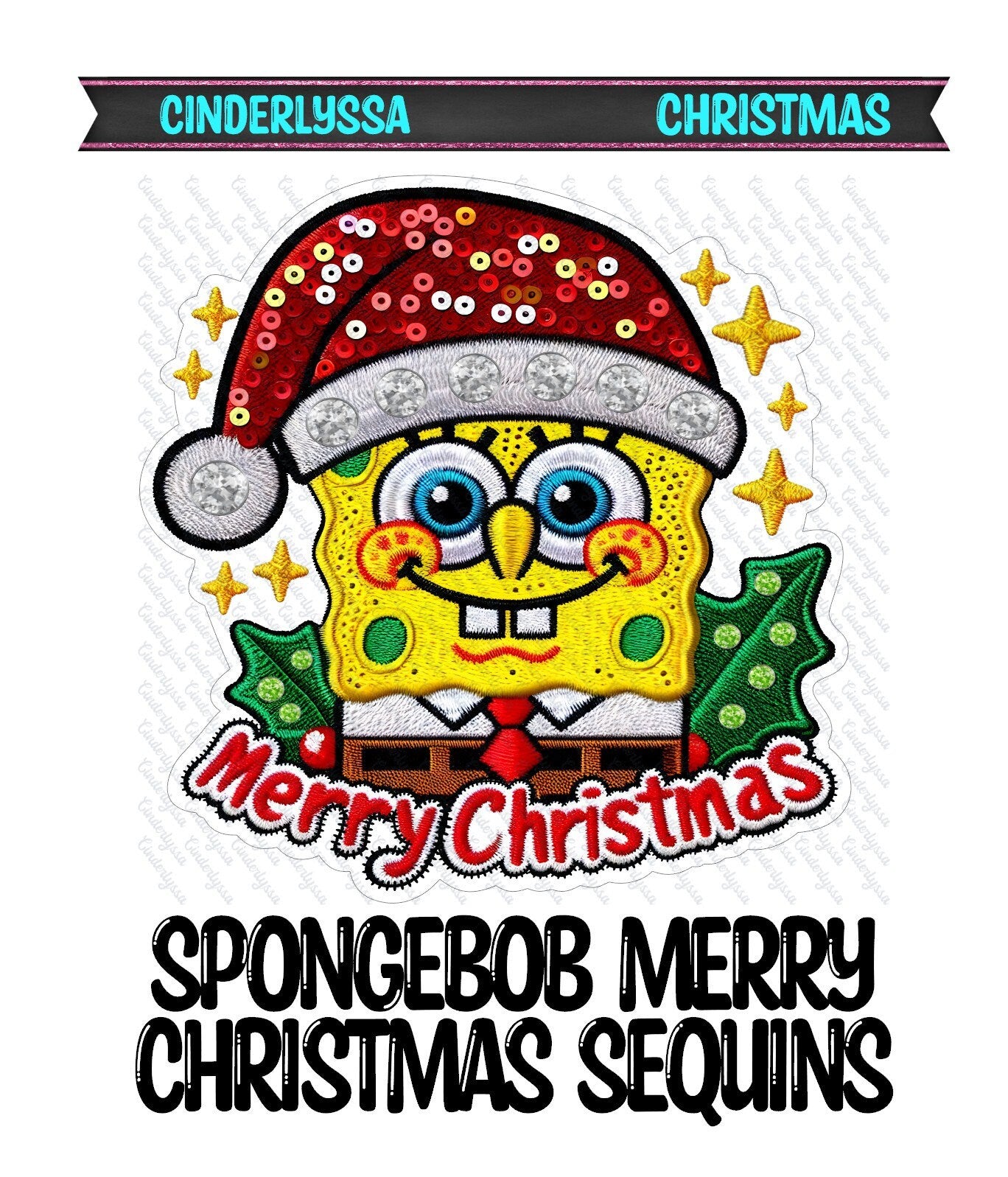 SpongeBob Merry Christmas Sequins Silicone Mold, Aroma Bead Molds, Car Freshener Mold, Premium Cardstock Images