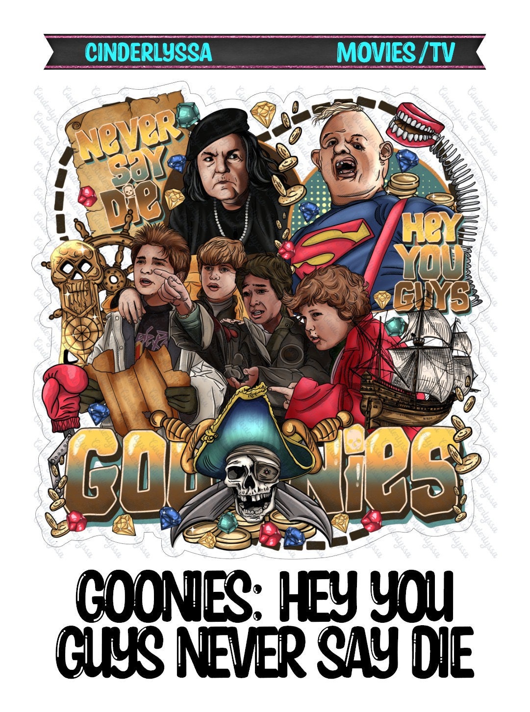 Goonies: Hey You Guys Never Say Die - Movie Inspired Silicone Mold, Aroma Bead Molds, Car Freshener Mold, Premium Cardstock Images