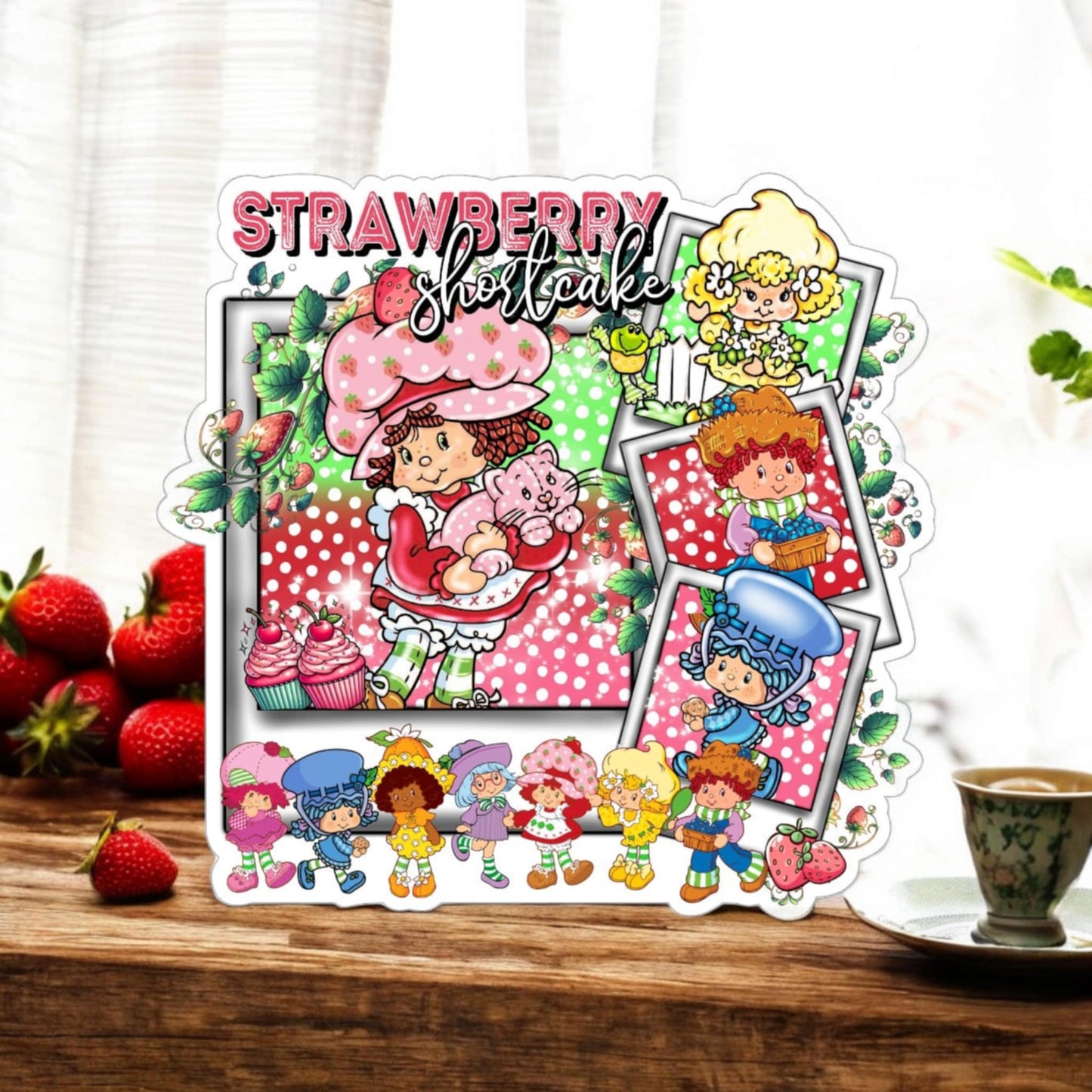 Strawberry Shortcake Polaroids Silicone Mold, Aroma Bead Molds, Car Freshener Mold, Car Freshies, Premium Cardstock Images