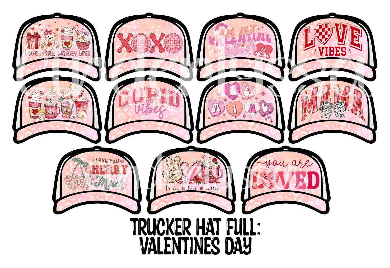 Trucker Hat: Valentines Day Theme Mix Cardstock Silicone Mold, Aroma Bead Molds, Car Freshener Mold, Premium Cardstock Images