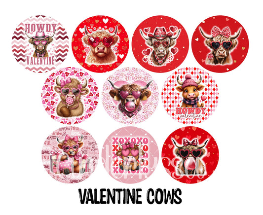 2.5 inch Round Valentine Cows Cardstock Only for freshies: Aroma Bead Molds, Premium Cardstock Images-NO MOLD