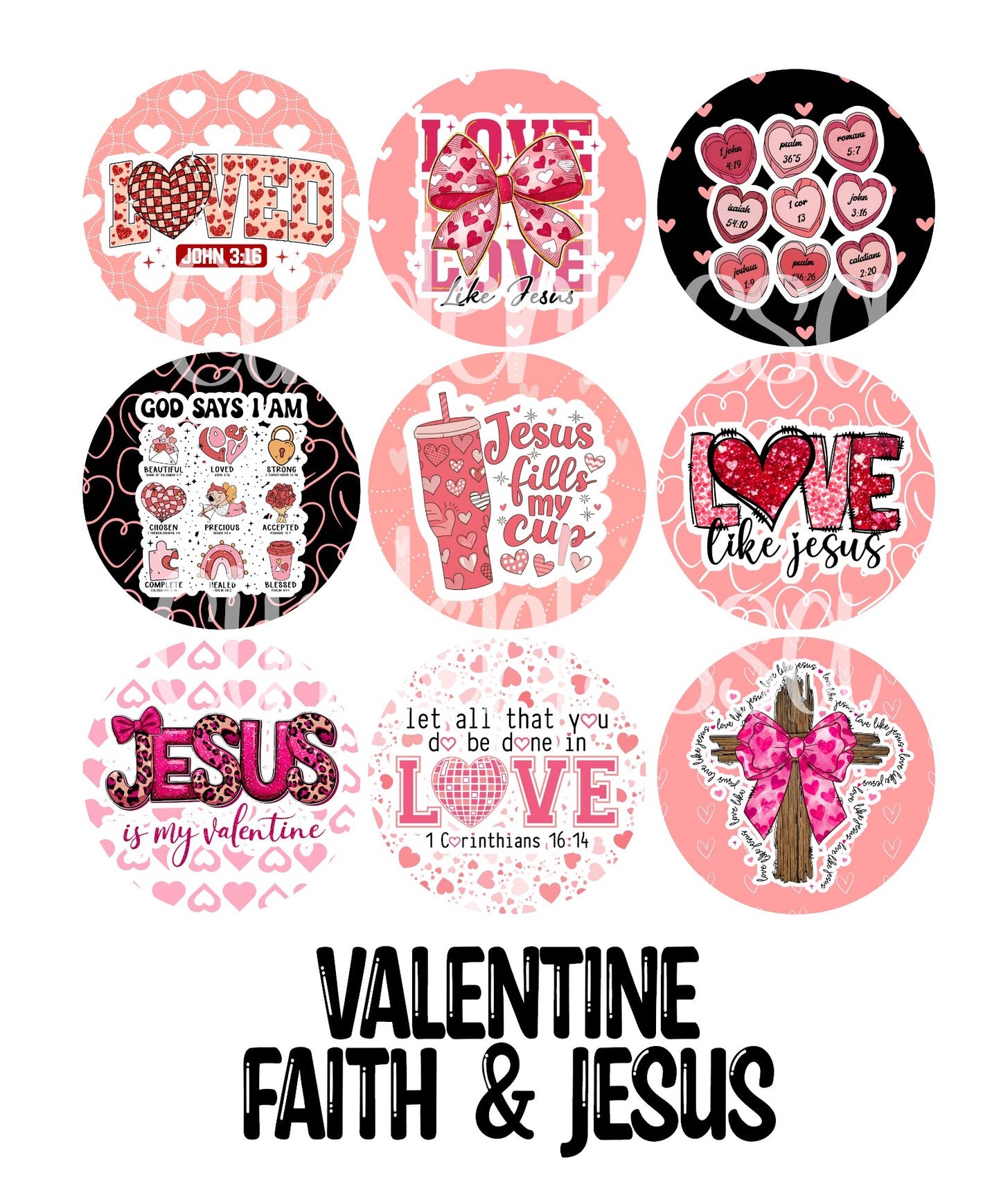 2.5 inch Round Valentine Faith/Jesus Cardstock Only for freshies: Aroma Bead Molds, Premium Cardstock Images-NO MOLD