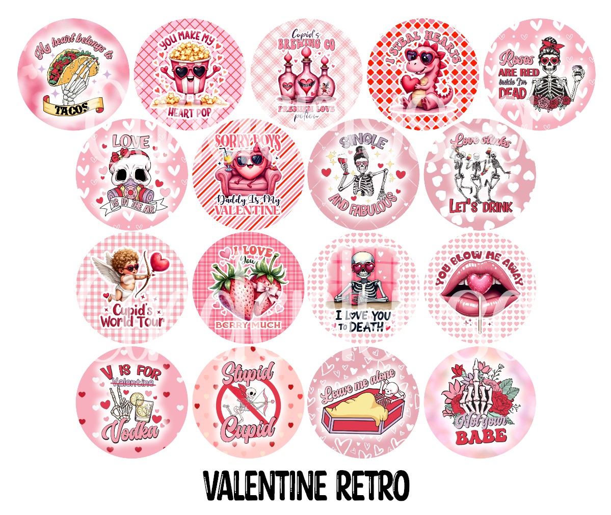 2.5 inch Round Valentine Retro Cardstock Only for freshies: Aroma Bead Molds, Premium Cardstock Images-NO MOLD