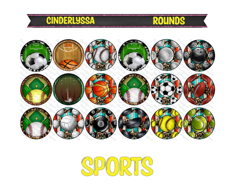 3 inch Round Sports Vol. 1 Cardstock Only for freshies: Silicone Mold, for Aroma Bead Molds, Car Freshener, Premium Cardstock Images