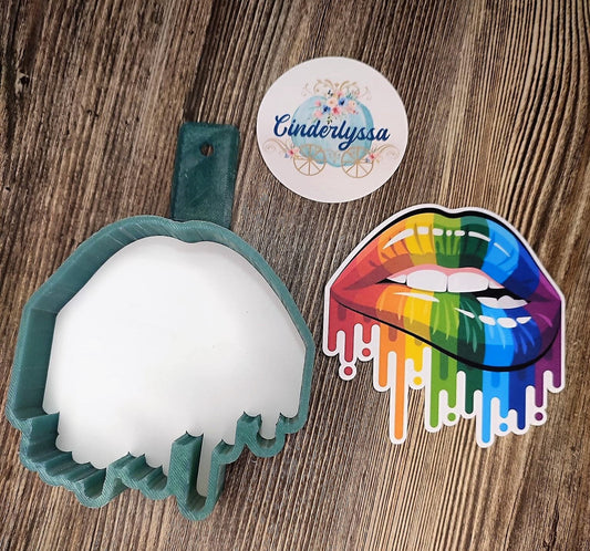 Rainbow Lips with drip lipstick Cardstock Silicone Mold, Aroma Bead Molds, Car Freshener Mold, Premium Cardstock Images