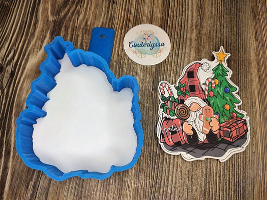 Christmas Gnome by the Tree, Presents, Gingerbread Man, Flannel, Buffalo Plaid hat Cardstock Silicone Mold, Aroma Bead Molds, Car Freshener Mold