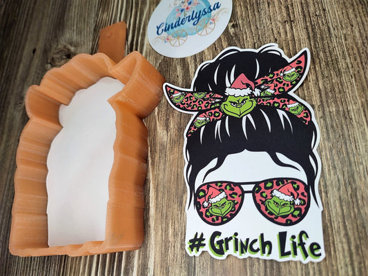 Grinch Life: Messy Bun Girl, Betty Lou, Whoville, Christmas Cardstock Silicone Mold, Aroma Bead Molds, Car Freshener Mold, , Premium Cardstock Images