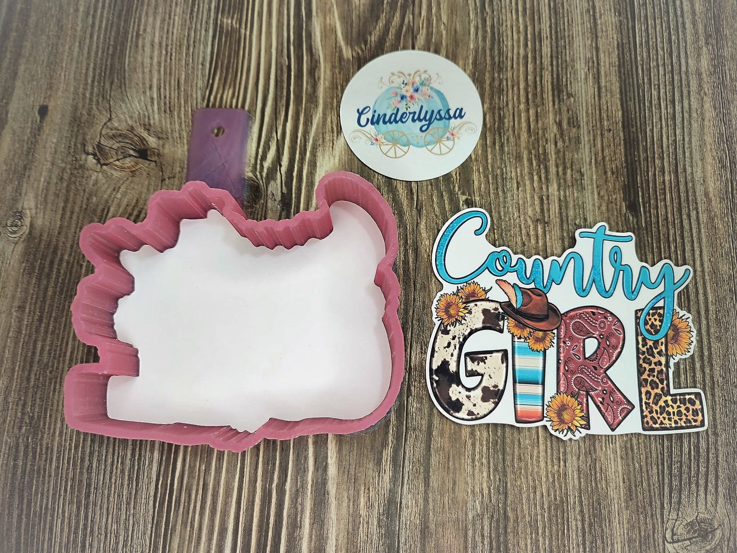 Country Girl, Cowboy hat, Cowhide, Leopard and Sunflowers Cardstock Silicone Mold, Aroma Bead Molds, Car Freshener Mold, Premium Cardstock Images