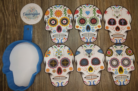 Day of The Dead Sugar Skulls Style 2 With Multiple Insert Options Silicone Mold, Aroma Bead Molds, Car Freshener Mold